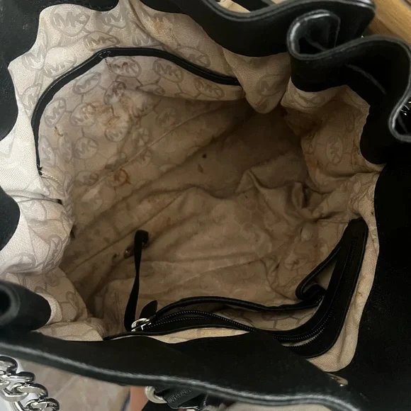 Michael Kors Black Leather Satchel with Silver-Tone Padlock - Picture 4 of 5